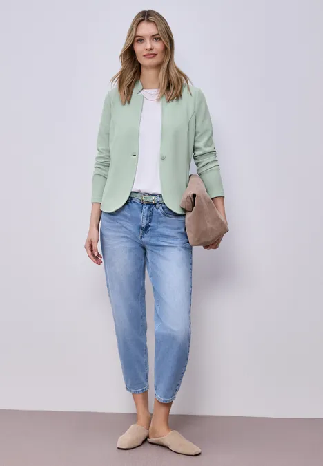 Jersey blazer met textuur mint leaf
