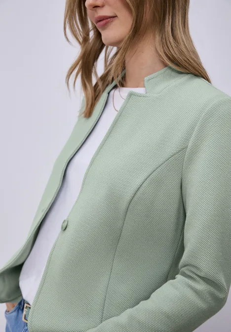 Jersey blazer met textuur mint leaf