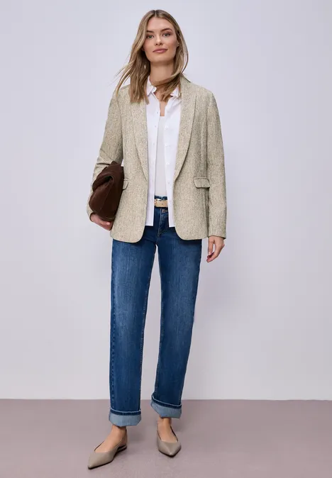 Lange blazer smooth sand beige