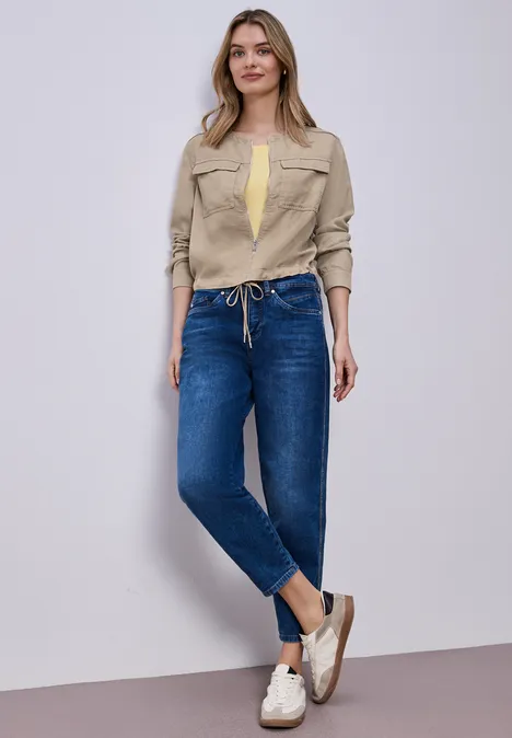 Gewassen jack met trekkoord safari beige Gewassen jack met trekkoord safari beige