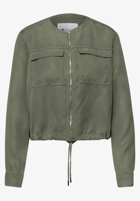 Gewassen jack met trekkoord Lichen Green Gewassen jack met trekkoord Lichen Green