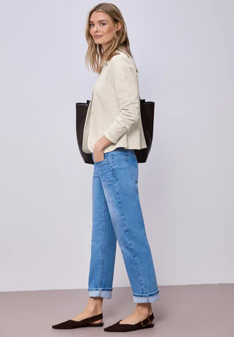 Blazer met structuur smoke beige Blazer met structuur smoke beige