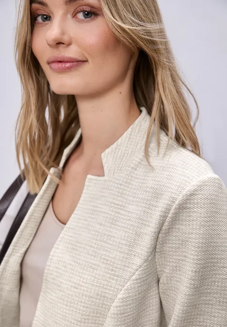 Blazer met structuur smoke beige Blazer met structuur smoke beige