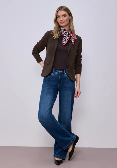 Basic blazer met reverskraag espresso brown