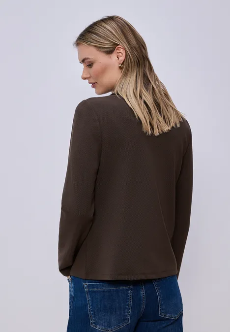 Basic blazer met reverskraag espresso brown