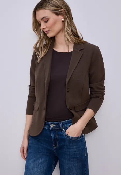 Basic blazer met reverskraag espresso brown