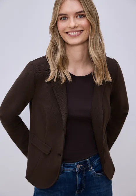 Basic blazer met reverskraag espresso brown