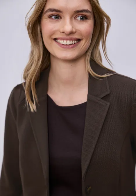 Basic blazer met reverskraag espresso brown