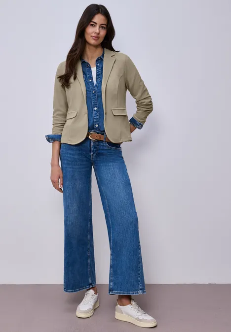 Basic blazer met reverskraag timeless beige