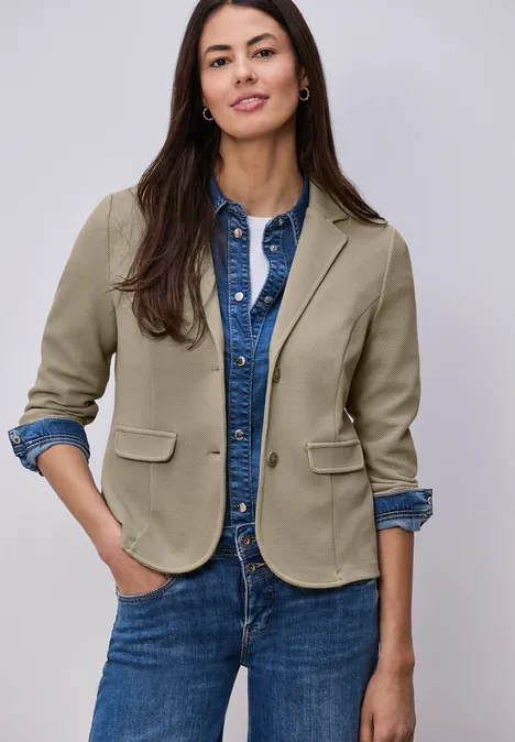 Basic blazer met reverskraag timeless beige