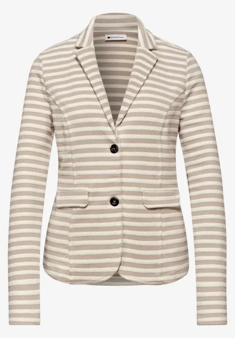 Basic blazer met knopen en strepen clay sand