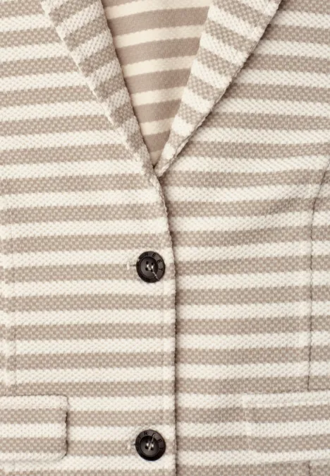 Basic blazer met knopen en strepen clay sand