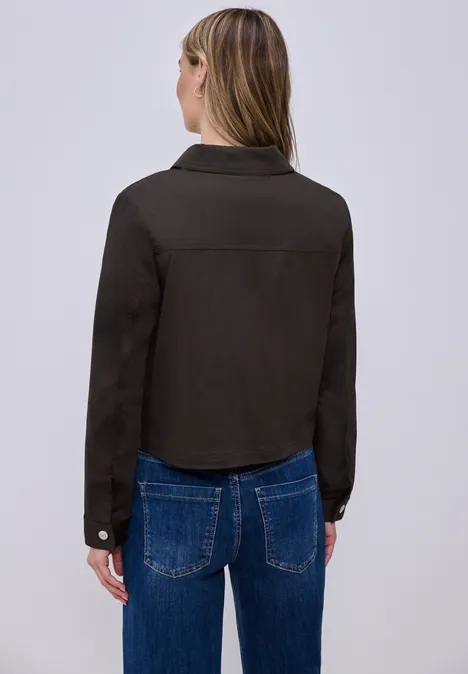 Overshirt im Slik-Look mit Knopfleiste espresso brown Overshirt im Slik-Look mit Knopfleiste espresso brown