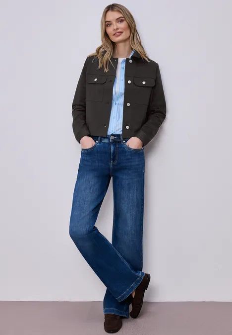 Overshirt im Slik-Look mit Knopfleiste espresso brown Overshirt im Slik-Look mit Knopfleiste espresso brown