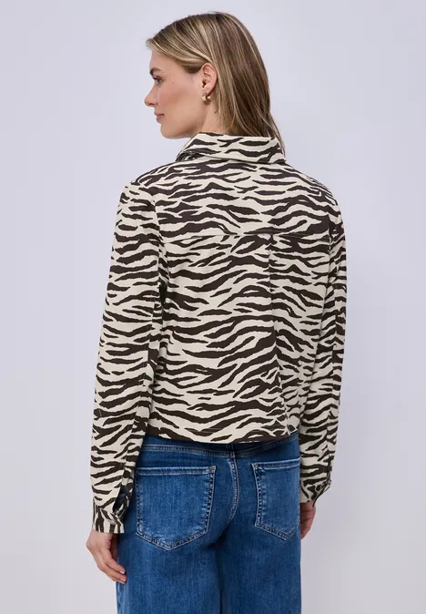 Overshirt mit Zebra-Print silkstone white