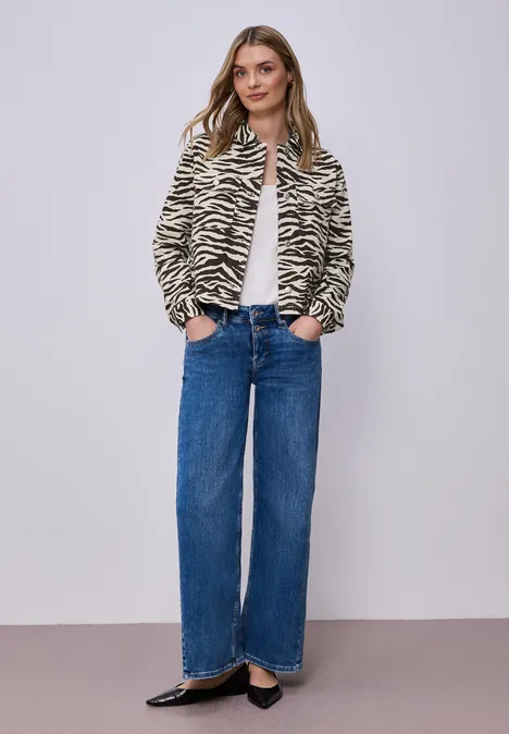 Overshirt mit Zebra-Print silkstone white