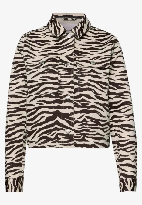 Overshirt mit Zebra-Print silkstone white