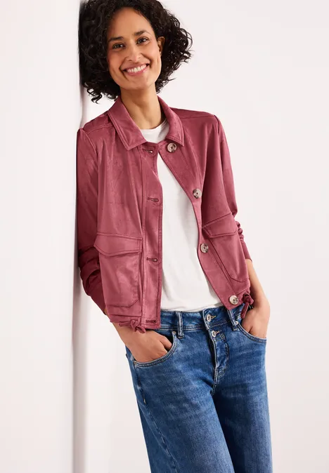 Jacke aus Velours mit Knopfleiste dark clouded blush