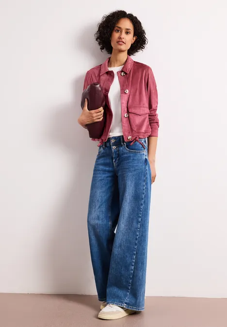 Jacke aus Velours mit Knopfleiste dark clouded blush