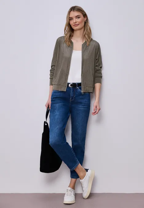 Blouson aus Velours Mesh mit Zipper dark beige Blouson aus Velours Mesh mit Zipper dark beige