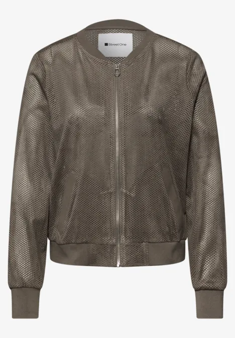 Blouson aus Velours Mesh mit Zipper dark beige Blouson aus Velours Mesh mit Zipper dark beige