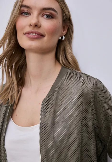 Blouson aus Velours Mesh mit Zipper dark beige Blouson aus Velours Mesh mit Zipper dark beige