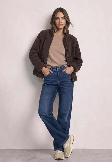 Teddy-Jacke mit Stehkragen und Zipper auburn brown Teddy-Jacke mit Stehkragen und Zipper auburn brown