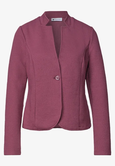 Veste rose cintrée, fermeture à un bouton, à manches longues