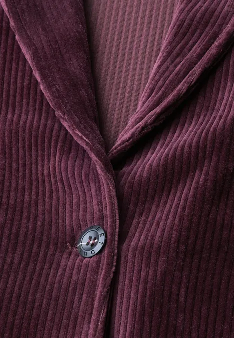 Veste en velours côtelé bordeaux foncé avec bouton central