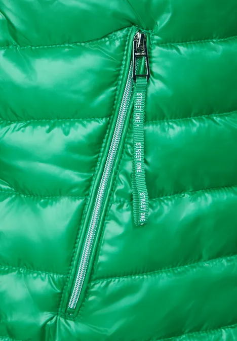 Long Kapuzen Steppweste arty green
