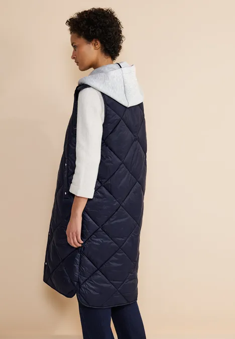 Gesteppte Long Weste gravity blue