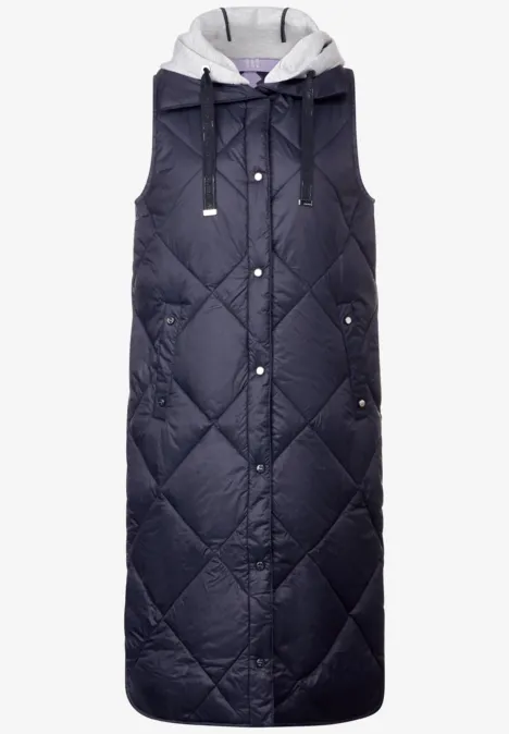 Gesteppte Long Weste gravity blue