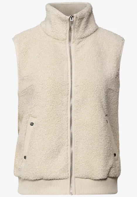 Gilet Teddy avec détail en tricot Soft Fawn Beige