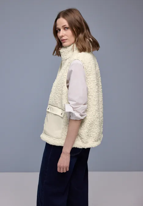 Vest met opgezette zakken eggshell ecru