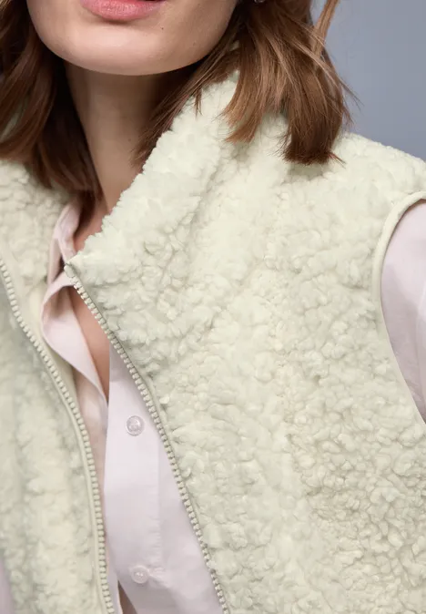 Vest met opgezette zakken eggshell ecru