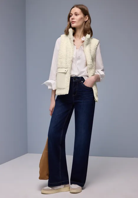 Vest met opgezette zakken eggshell ecru