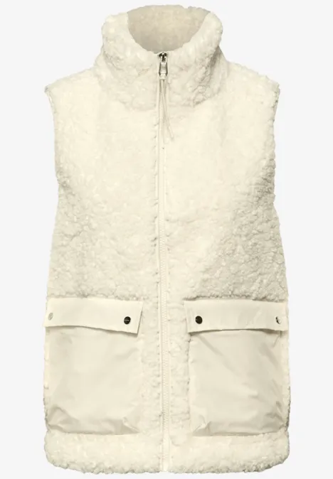 Vest met opgezette zakken eggshell ecru
