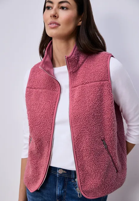 Weste aus Teddy-Material mit Zipper desert berry Weste aus Teddy-Material mit Zipper desert berry
