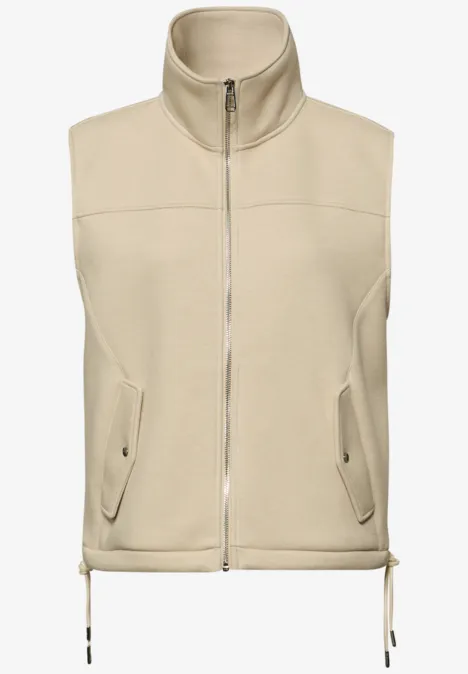 Gilet court avec cordon de serrage smoke beige mel. Gilet court avec cordon de serrage smoke beige mel.