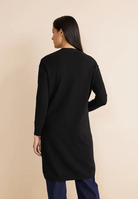 Lange, gebreide cardigan Black