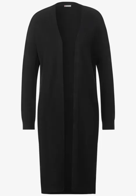 Lange, gebreide cardigan Black