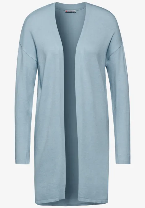 Langer Feinstrickcardigan antarctic blue mel.