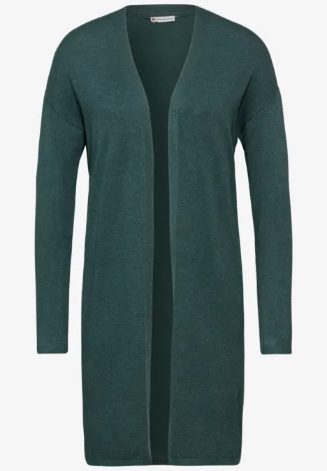 Langer Feinstrickcardigan dark forest green mel.