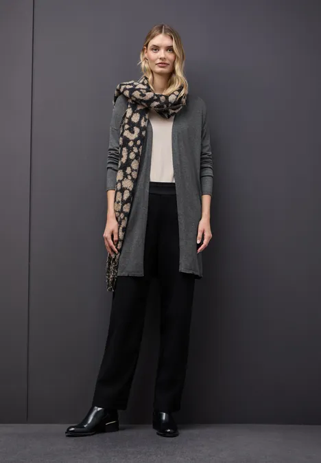 Langer Feinstrickcardigan gravel grey mel.