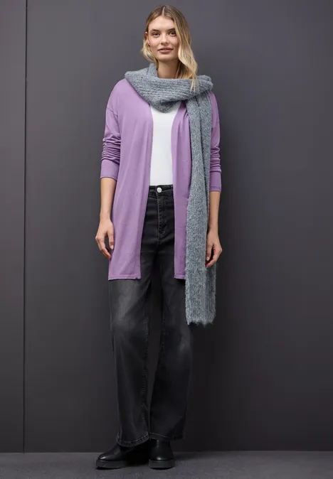 Langer Feinstrickcardigan light violet