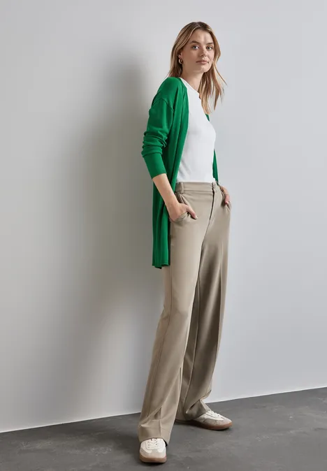 Langer Feinstrickcardigan clover green