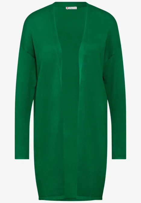 Langer Feinstrickcardigan clover green