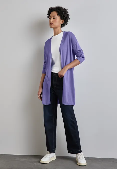 Langer Feinstrickcardigan misty lilac
