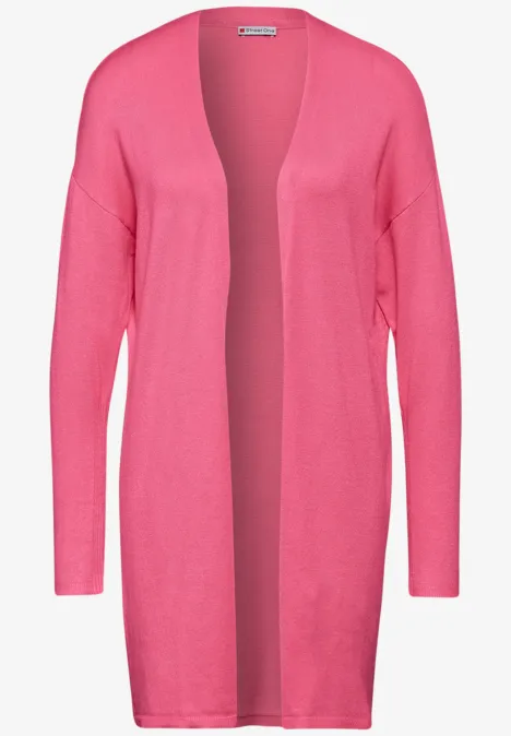 Langer Feinstrickcardigan infernal pink
