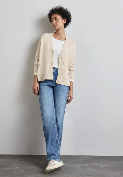 Kurzer Cardigan cream white melange